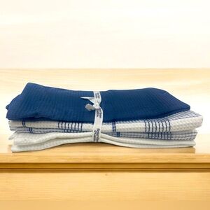 Better Homes & Gardens 3 Piece Waffle Kitchen Oversized Towels Blue White New